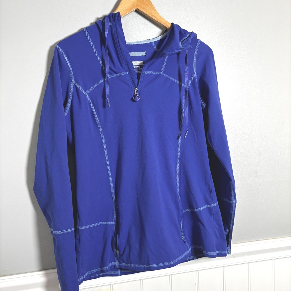 Kirkland Signature Women's Medium Purple Blue Quarter Zip Athletic Hoodie Jacket